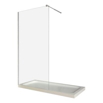 Paravan dus walk in / Perete dus  sticla transparenta 6 mm  profil crom  tija extensibila  100 x 200 cm