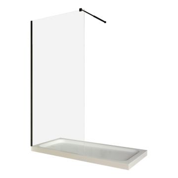 Perete dus / Paravan walk in sticla transparenta 6 mm profil negru mat tija extensibila 1200 x 2000 mm