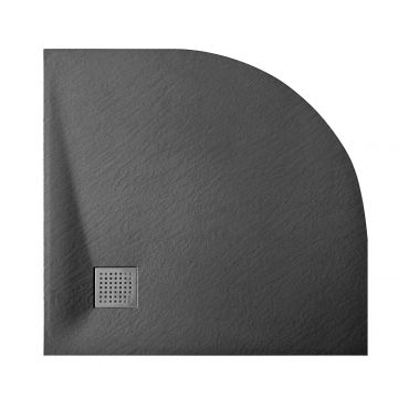 Cadita de dus semirotunda Besco Vexo Black 90x90x3.2cm include sifon cu top cleaning