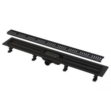 Rigola pentru dus cu capac negru mat Alcadrain, Simple, 75 cm,