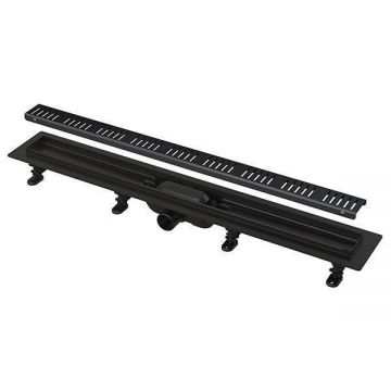 Rigola pentru dus cu capac negru mat Alcadrain, Simple, 85 cm