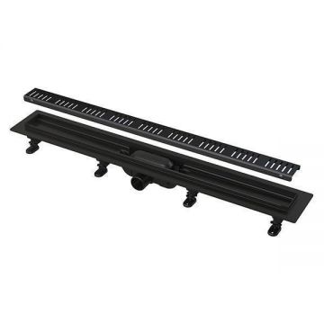 Rigola pentru dus cu capac negru mat Alcadrain, Simple, cu capac, 65 cm