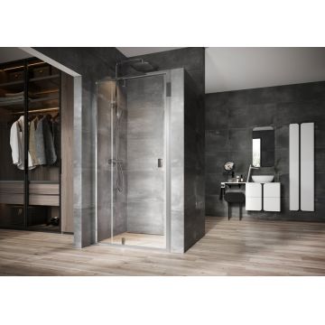 Usa de nisa batanta cu segment fix Ravak Nexty NDOP2-110 110cm sticla transparenta 6mm profil aluminiu lucios