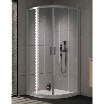 Cabină de duș semirotundă Kolpasan Venus R, 80x80 cm, sticlă chinchilla, profil silver