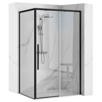 Cabina duș REA Solar 90x90 cm cu cadita Savoy – profil negru mat