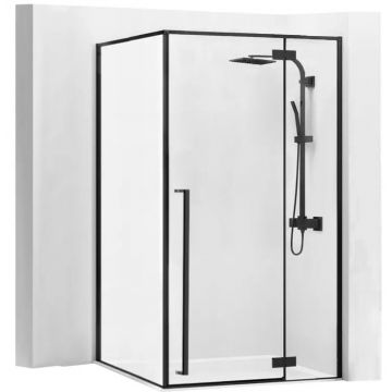 Cabina dus Rea Fargo 100x80 cm cu cadita Savoy – profil negru mat