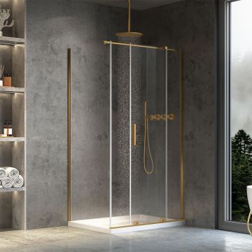 Cabina dus Rea Montana 100x80 cm – profil auriu periat