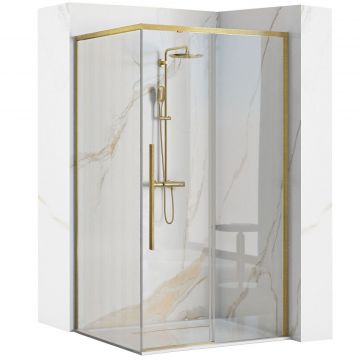 Cabina dus Rea Solar 90x90 cm – profil auriu periat