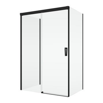 Perete lateral fix Ronal (SanSwiss) Cadura CAST 80cm  sticla AquaPerle 6mm  profil negru mat