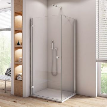 Perete lateral Ronal (SanSwiss) Annea ANT 100cm  sticla AquaPerle 6mm  bara stabilizatoare 45 grade  profil crom