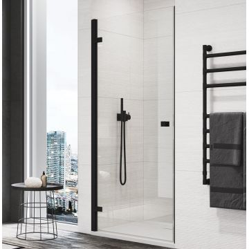 Usa de dus batanta Ronal (SanSwiss) Annea AN1C 80cm  orientare stanga  sticla AquaPerle 6mm  profil negru mat