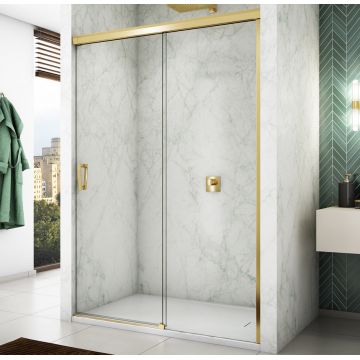 Usa de dus culisanta Ronal (SanSwiss) Cadura CAS2D 140cm  orientare dreapta  sticla AquaPerle 6mm  profil auriu