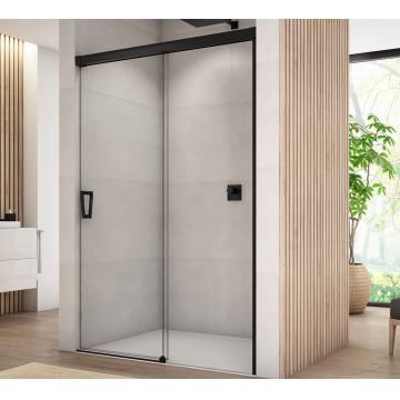 Usa de dus culisanta Ronal (SanSwiss) Cadura CAS2D 140cm  orientare dreapta  sticla AquaPerle 6mm  profil negru mat