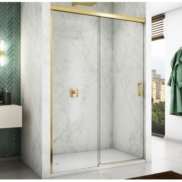Usa de dus culisanta Ronal (SanSwiss) Cadura CAS2G 120cm  orientare stanga  sticla AquaPerle 6mm  profil auriu