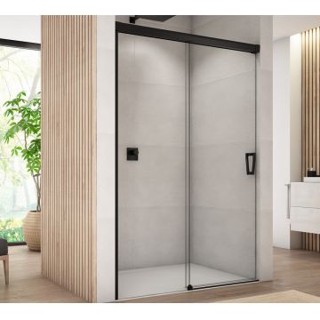 Usa de dus culisanta Ronal (SanSwiss) Cadura CAS2G 140cm  orientare stanga  sticla AquaPerle 6mm  profil negru mat