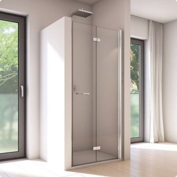 Usa de dus pliabila Ronal (SanSwiss) Solino SOLF1D 80cm  orientare dreapta  sticla AquaPerle 6mm  profil argintiu