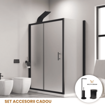 Cabina de dus 110X80 cm Karag Flora 500 Negru Mat + Set accesorii cadou