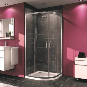 Cabina de dus semirotunda Huppe, X1A, cu usi culisante, 90x90 cm, R55 cm