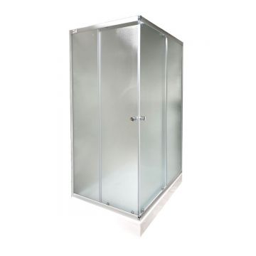 Cabina de dus simpla dreptunghiulara Omega  sticla transparenta 5 mm  80x120x 195 cm  cadita joasa si sifon incluse  montaj stanga