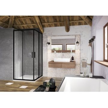 Cabina dus, Ravak, Blix Slim , BLSRV2-90, 90x90x195 cm, profil negru