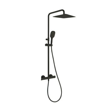 Coloana de dus, Blautherm, telescopica, cu termostat, para patrata de 30 cm, negru mat, Ramon Soler