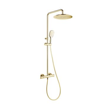 Coloana de dus, Blautherm, telescopica, cu termostat, para rotunda de 30 cm, auriu periat, Ramon Soler