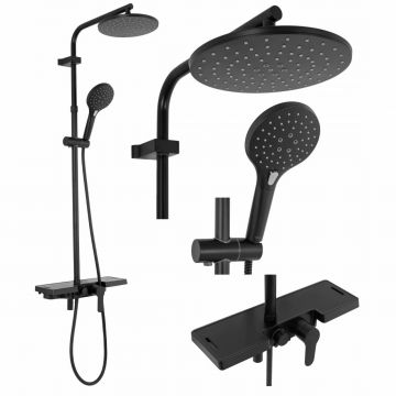 Coloana de dus cu baterie monocomanda Rea Santos negru mat Coloana de dus cu baterie monocomanda Rea Santos negru mat