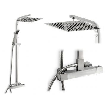 Coloana de dus cu termostat Rea Fenix Milan, argintiu lucios Coloana de dus cu termostat Rea Fenix Milan, argintiu lucios