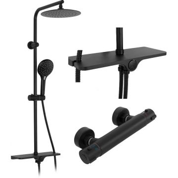 Coloana de dus cu termostat Rea Mike negru mat Coloana de dus cu termostat Rea Mike negru mat