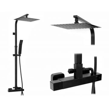 Coloana de dus cu termostat Rea Milano negru mat Coloana de dus cu termostat Rea Milano negru mat