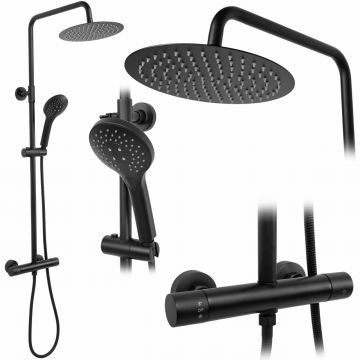 Coloana de dus cu termostat Rea Vincent palarie 1 functie negru mat Coloana de dus cu termostat Rea Vincent palarie 1 functie negru mat