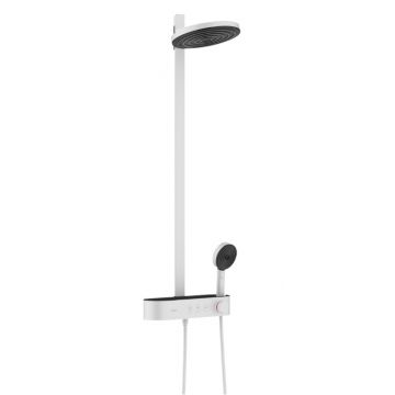 Coloana de dus Hansgrohe Pulsify S 260 2jet EcoSmart  cu baterie termostatata ShowerTablet Select 400  alb mat Coloana de dus Hansgrohe Pulsify S 260 2jet EcoSmart  cu baterie termostatata ShowerTablet Select 400  alb mat