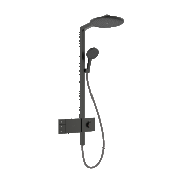 Coloana de dus Hansgrohe Raindance Alive S 300 2jet EcoSmart cu baterie termostatata ShowerSelect Comfort  negru periat Coloana de dus Hansgrohe Raindance Alive S 300 2jet EcoSmart cu baterie termostatata ShowerSelect Comfort  negru periat