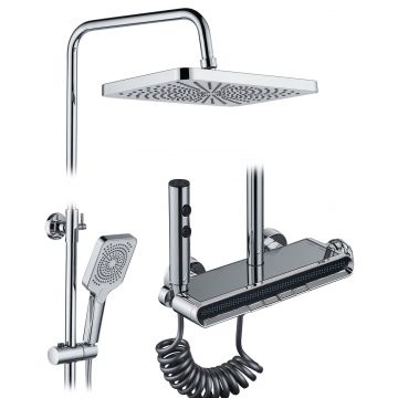 Coloana de dus RAIZ Origins AURA, 4 functii, Din Alama, usor de montat, jet reglabil, Afisaj electronic, materiale premium, Presiune ridicata, Dus fix