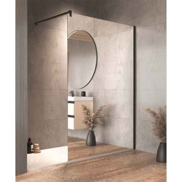 Paravan Walk-In Kolpasan, Calypso 100 cm, sticla 8 mm, efect oglindă, negru mat
