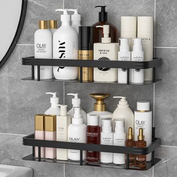 Rafturi de Dus pentru Colt, 2 Etajere Suspendate,Aluminiu - Default Title