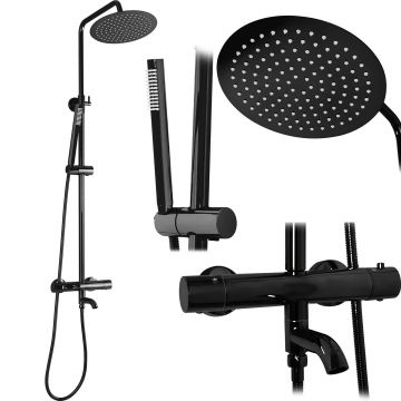 Set de dus cu termostat Rea Lungo, negru lucios Set de dus cu termostat Rea Lungo, negru lucios