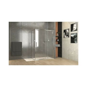 Cabina de dus dreptunghiulara Inter Ceramic cu usa glisanta 120x80 cm crom lucios - transparent