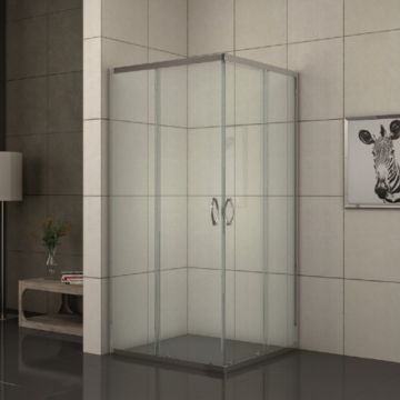 Cabina de dus patrata Inter Ceramic cu usi glisante 80x80 cm crom lucios - transparent mat