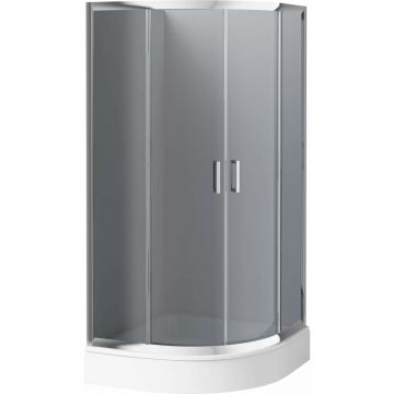 Cabina de dus semirotunda Deante Funkia cu usi culisante 80x80x185 cm finisaj crom
