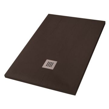 Cadita compozit pentru dus Inter Ceramic dreptunghiulara 140x80 cm finisaj lemn si cafea