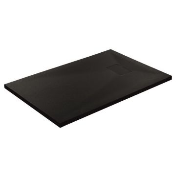 Cadita compozit pentru dus Inter Ceramic dreptunghiulara 140x80 cm finisaj piatra-negru mat