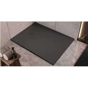 Cadita de dus dreptunghiulara, din marmura turnata, antracit, 120x80x3.5 cm, KolpaSan Hopp