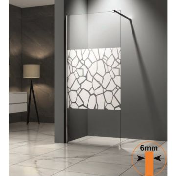 Paravan de dus tip Walk-In Inter Ceramic profil crom - sticla transparenta+elemente albe 70x200 cm