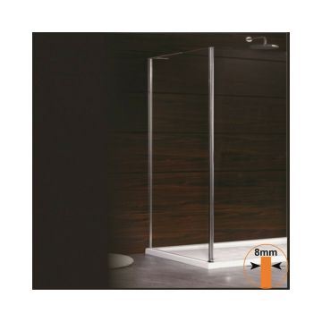 Perete lateral fix Inter Ceramic 60 cm sticla transparenta 8 mm crom lucios