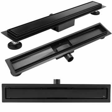 Set rigola pentru dus plus capac negru mat Rea Neo Pure 70 cm
