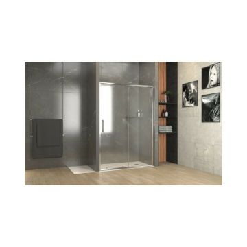 Usa de nisa glisanta Inter Ceramic sticla transparenta fumurie 5 mm profil crom lucios 120 cm