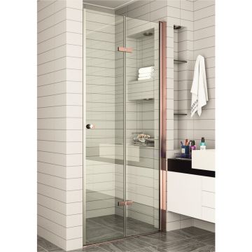 Usa de nisa pliabila Inter Ceramic 100 cm sticla transparenta 6 mm profil rose gold lucios