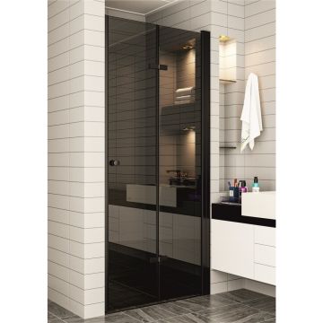 Usa de nisa pliabila Inter Ceramic 77-78 cm sticla fumurie 6 mm profil negru mat