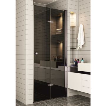 Usa de nisa pliabila Inter Ceramic 87-88 cm sticla fumurie 6 mm profil gri mat Gun Grey